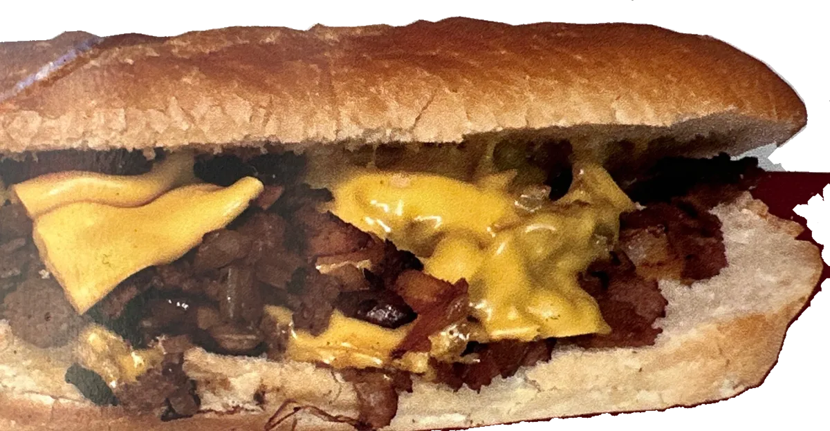 Philly cheesesteak sub with melted cheese